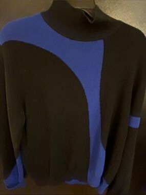 Black & Royal Blue Abstract Sweater EK Edinburgh Knitwear Pima Cotton